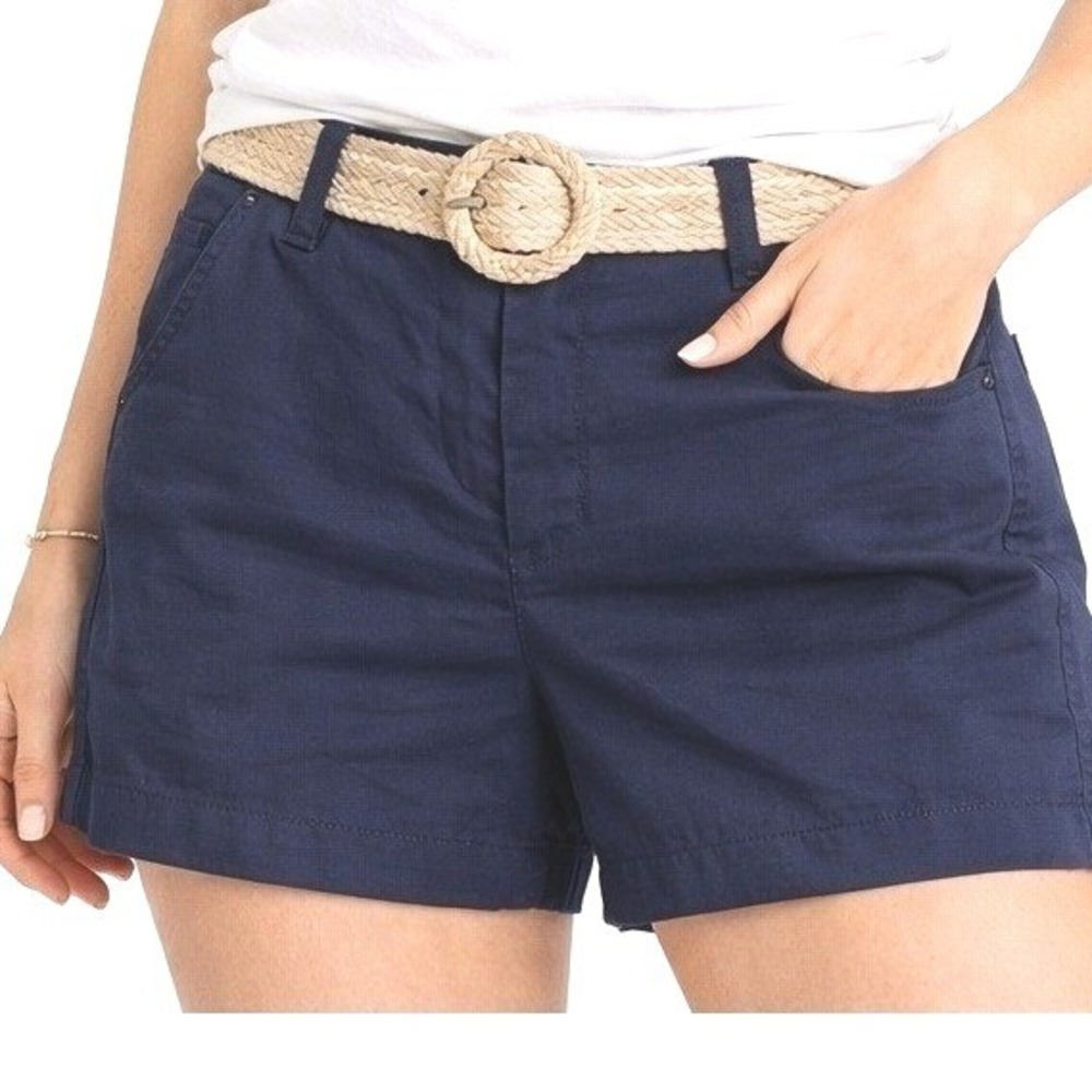 J.Crew Chino Broken-In Shorts Navy Blue Cotton Mid‎ Rise 14 Women